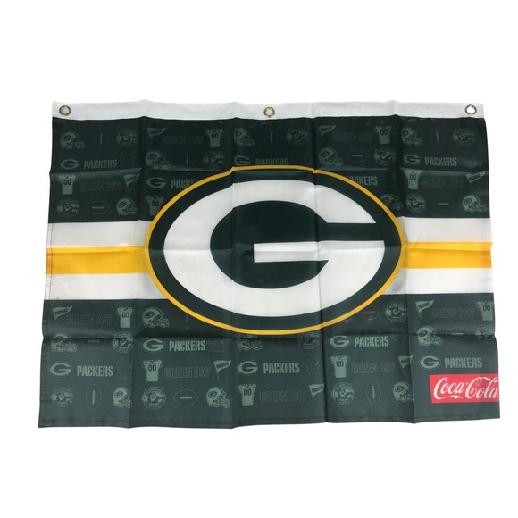 Green Bay Packers NFL Coca-Cola Tapestry Wall Decor Man Cave Banner Flag - Picture 1 of 2